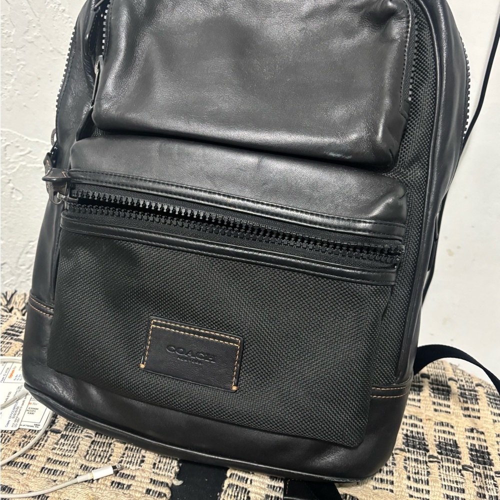 Coach Men's Leather Backpack in Dark Brown and Black